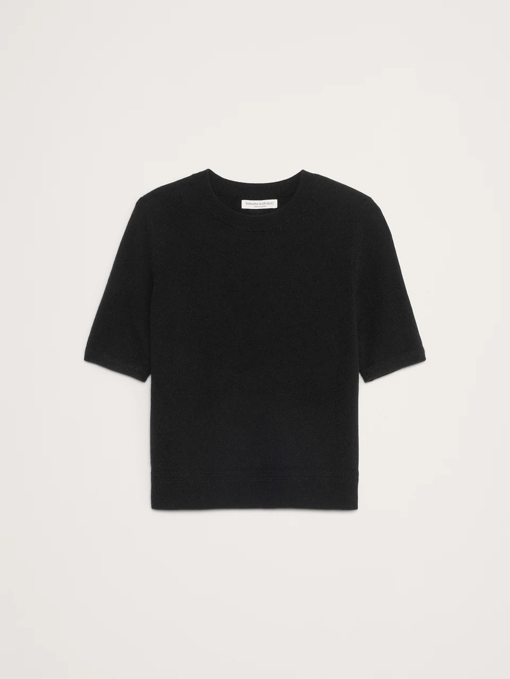 Banana Republic Black Short-Sleeve Crewneck Sweater